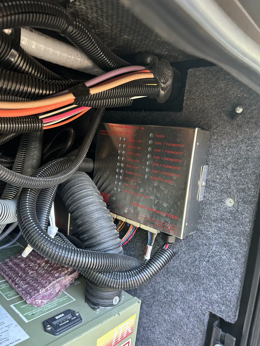 RV electrical distribution components during on-site diagnostics.
